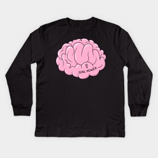 Girl Power Brain Kids Long Sleeve T-Shirt